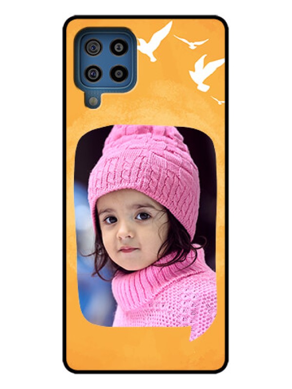 Custom Galaxy F22 Custom Metal Phone Case - Water Color Design With Bird Icons