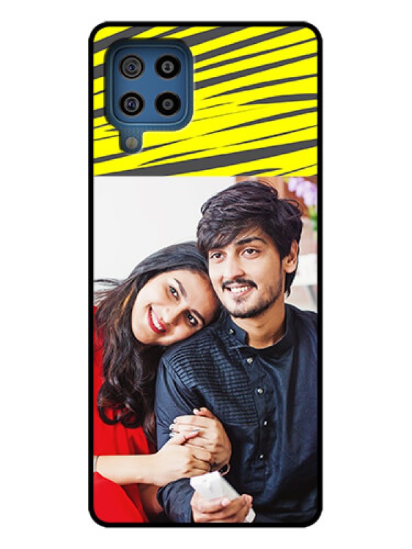 Custom Galaxy F22 Custom Metal Phone Case - Yellow Abstract Design