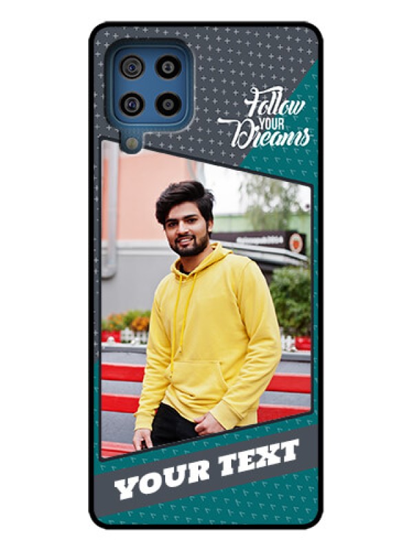 Custom Galaxy F22 Custom Metal Phone Case - Background Pattern Design With Quote