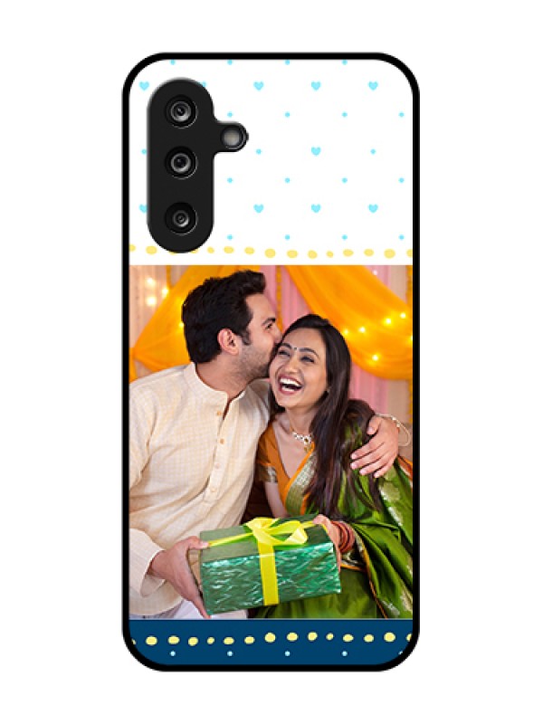 Custom Samsung Galaxy F36 5G Custom Metal Phone Case - White And Blue Abstract Design