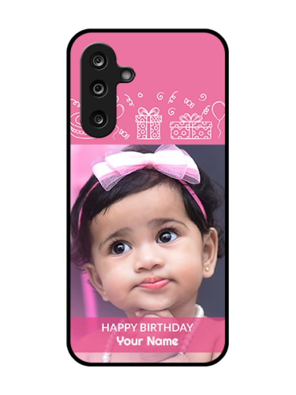 Custom Samsung Galaxy F36 5G Custom Metal Phone Case - With Birthday Line Art Design