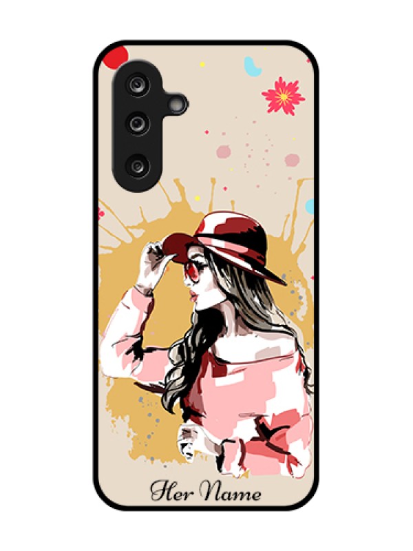 Custom Samsung Galaxy F36 5G Custom Metal Phone Case - Women With Pink Hat Design