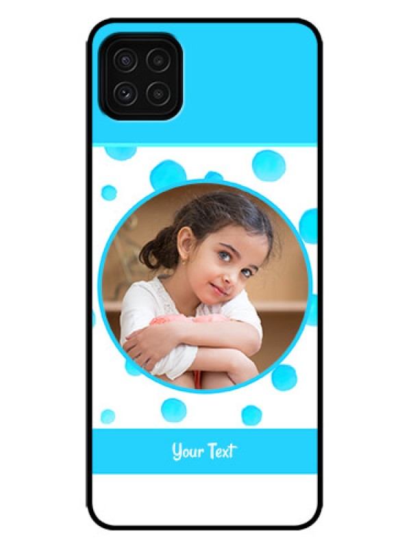 Custom Galaxy F42 5G Custom Metal Phone Case - Blue Bubbles Pattern Design
