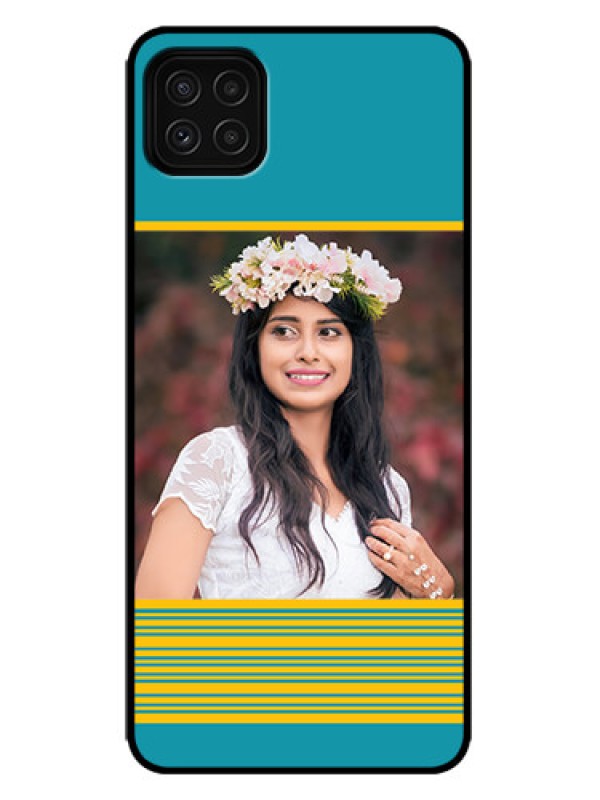 Custom Galaxy F42 5G Custom Metal Phone Case - Yellow and Blue Design