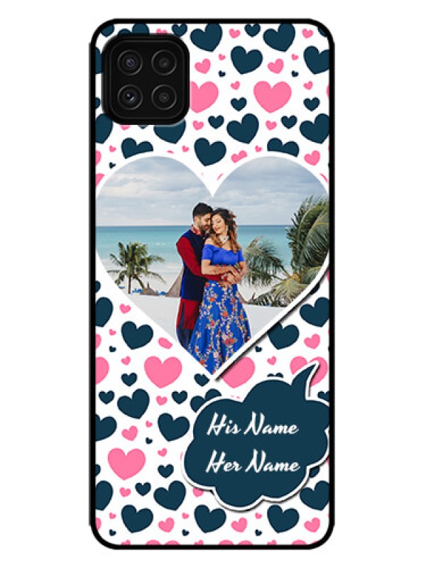 Custom Galaxy F42 5G Custom Metal Phone Case - Pink and Blue Heart Design