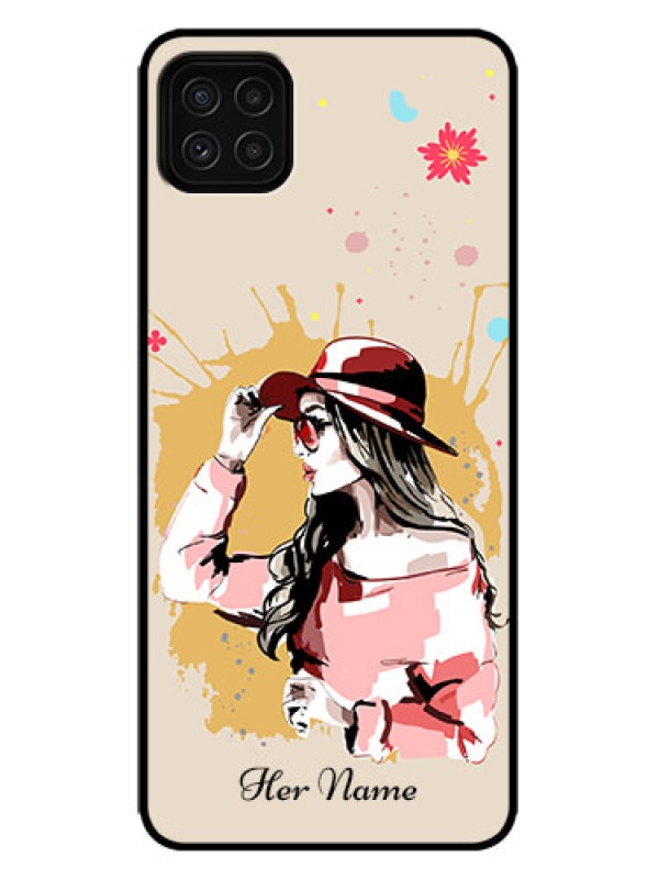 Custom Galaxy F42 5G Custom Metal Phone Case - Women With Pink Hat Design