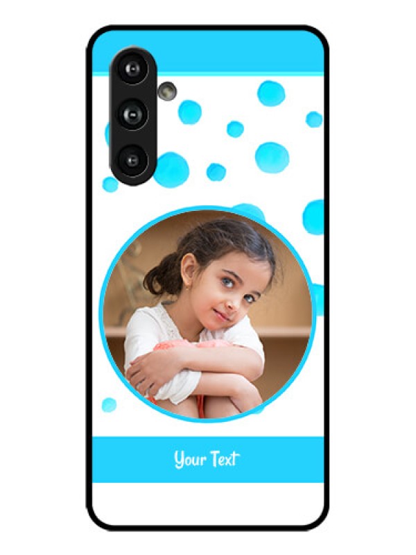 Custom Galaxy F54 5G Custom Metal Phone Case - Blue Bubbles Pattern Design