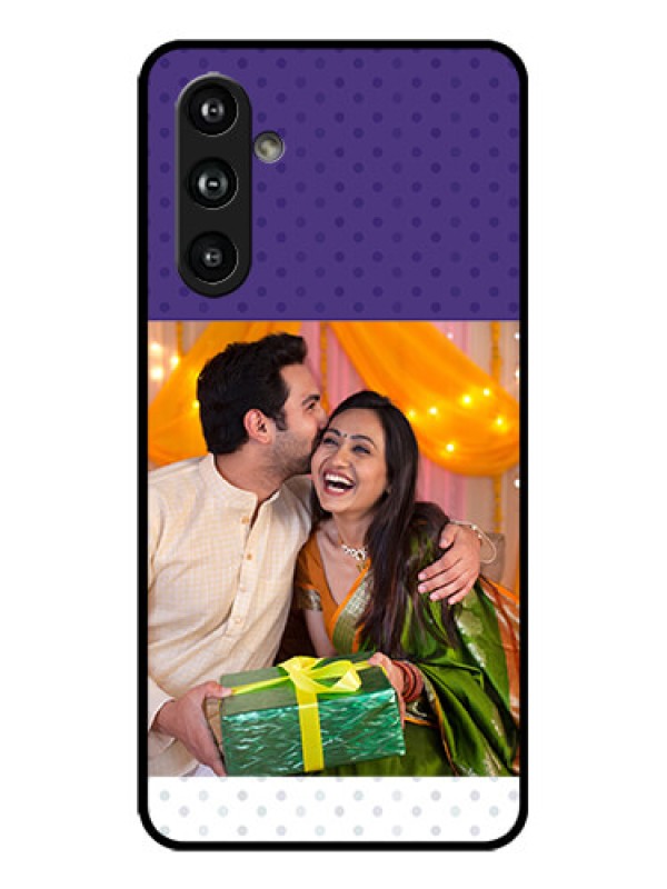 Custom Galaxy F54 5G Custom Metal Phone Case - Violet Colored Pattern Design