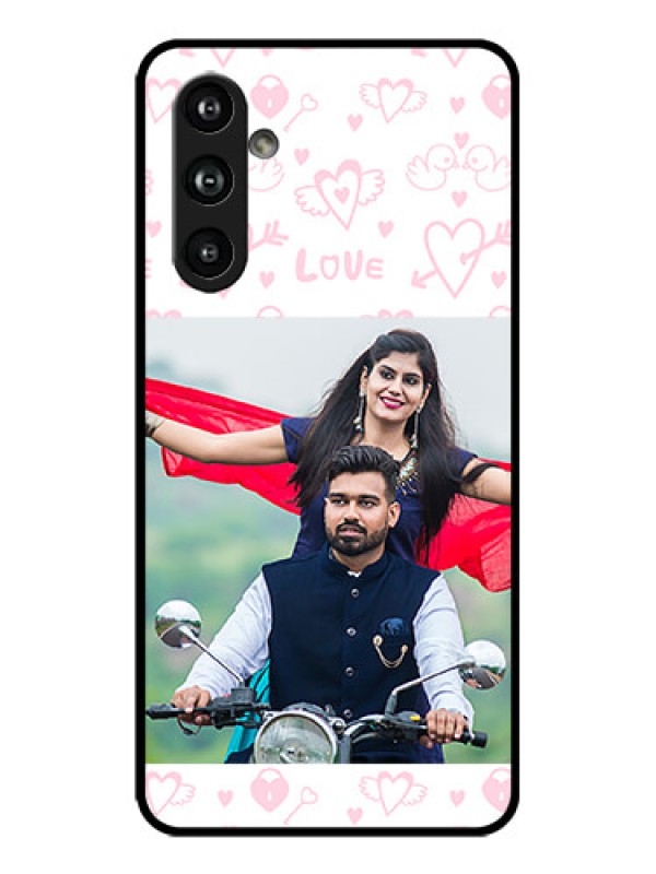Custom Galaxy F54 5G Custom Metal Phone Case - Pink Flying Heart Design