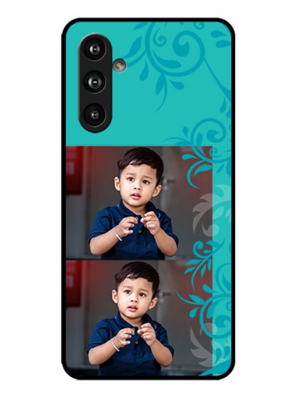 Custom Galaxy F54 5G Custom Metal Phone Case - With Photo And Green Floral Design