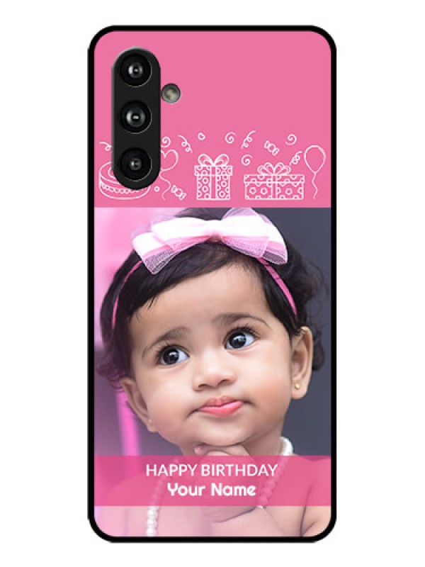 Custom Galaxy F54 5G Custom Metal Phone Case - With Birthday Line Art Design