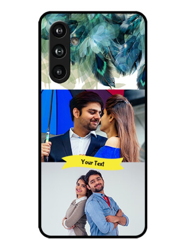 Custom Galaxy F54 5G Custom Metal Phone Case - Image With Boho Peacock Feather Design