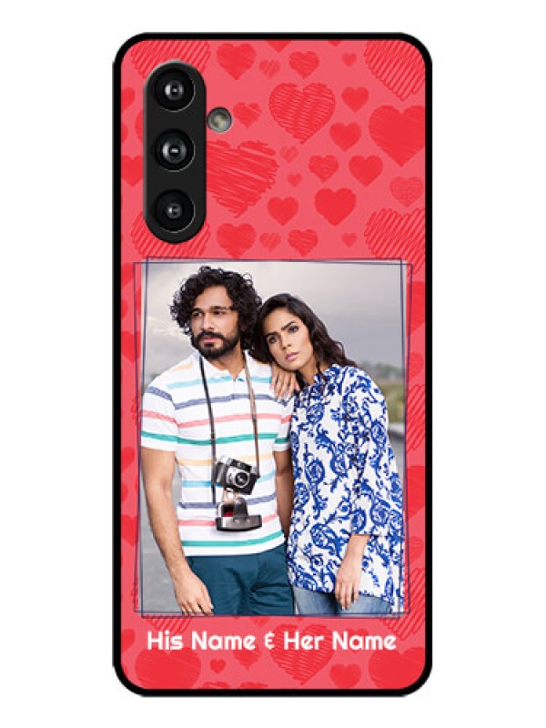 Custom Galaxy F54 5G Custom Metal Phone Case - With Red Heart Symbols Design