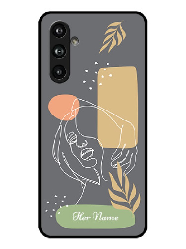 Custom Galaxy F54 5G Custom Metal Phone Case - Gazing Woman Line Art Design
