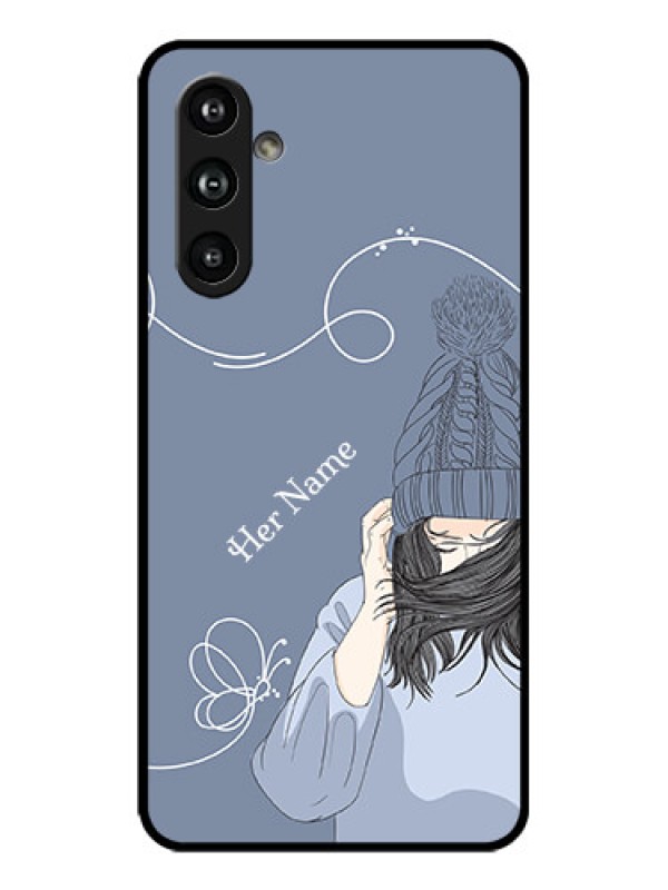 Custom Galaxy F54 5G Custom Metal Phone Case - Girl In Winter Outfit Design