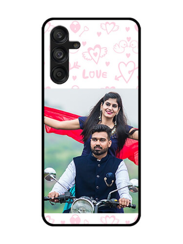 Custom Samsung Galaxy F55 5G Custom Metal Phone Case - Pink Flying Heart Design