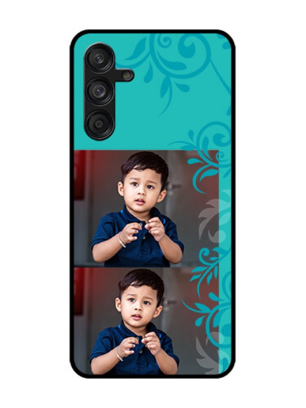 Custom Samsung Galaxy F55 5G Custom Metal Phone Case - With Photo And Green Floral Design