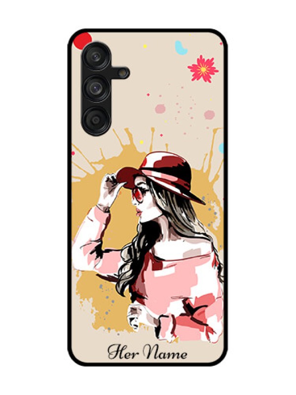 Custom Samsung Galaxy F55 5G Custom Metal Phone Case - Women With Pink Hat Design