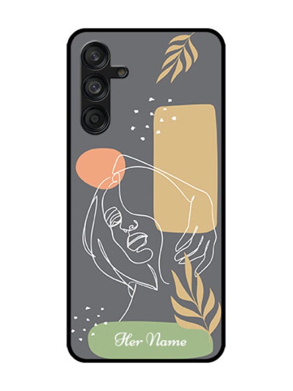 Custom Samsung Galaxy F55 5G Custom Metal Phone Case - Gazing Woman Line Art Design