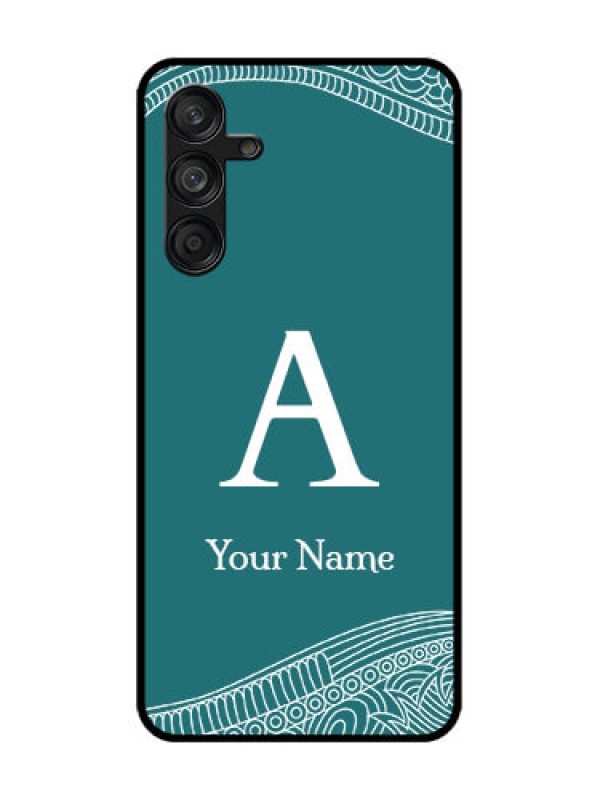 Custom Samsung Galaxy F55 5G Custom Metal Phone Case - Line Art Pattern With Custom Name Design