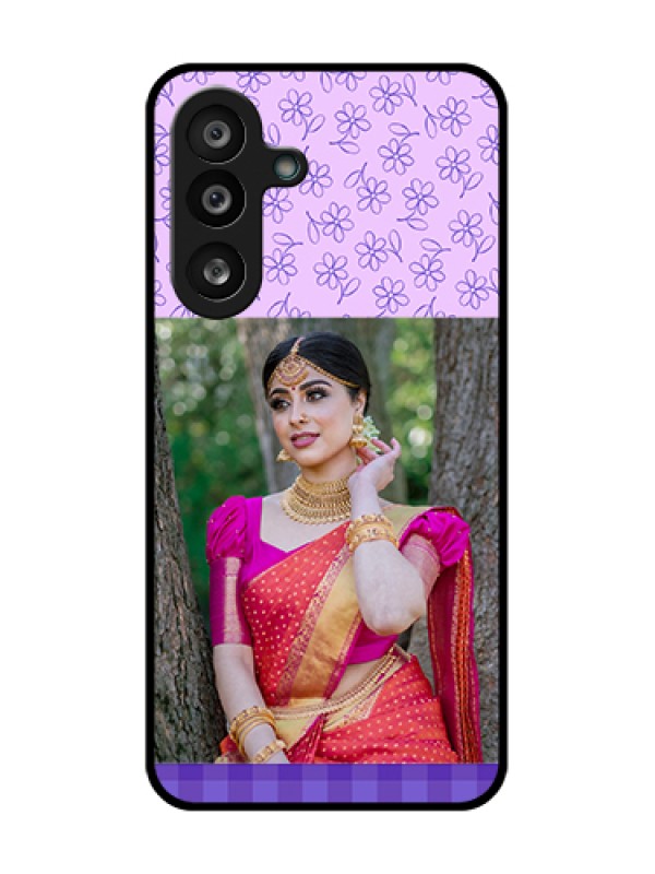 Custom Samsung Galaxy F56 5G Custom Metal Phone Case - Purple Floral Design