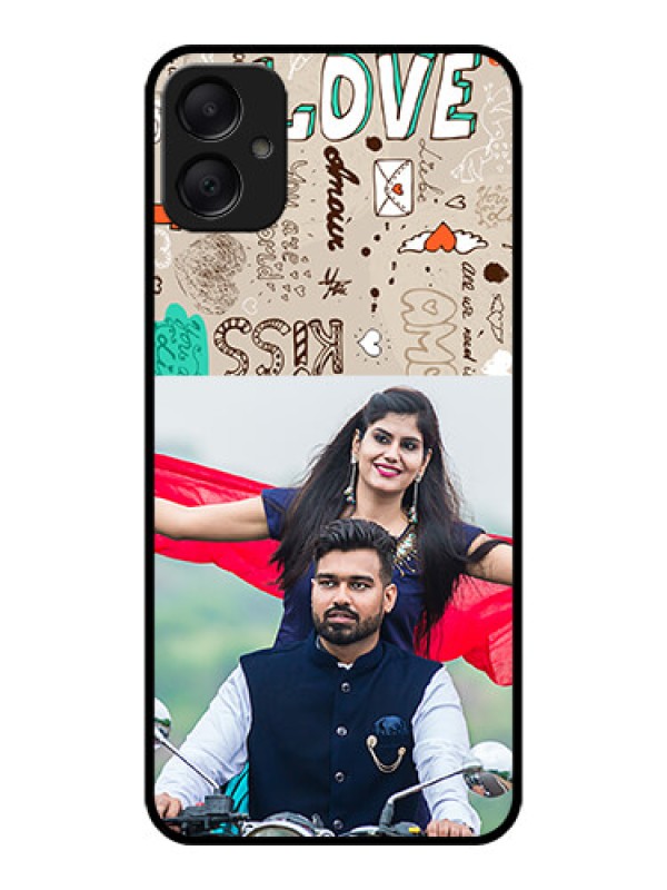 Custom Galaxy M05 Custom Metal Phone Case - Love Doodle Pattern