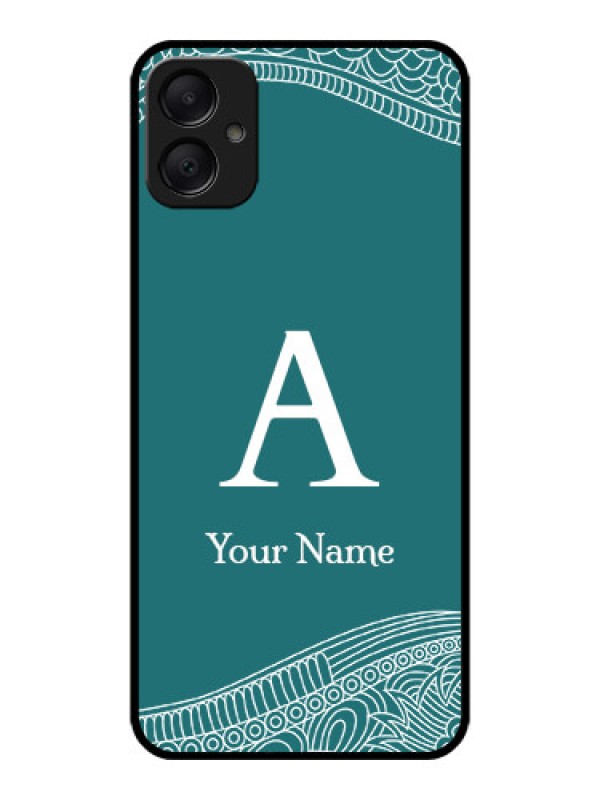 Custom Galaxy M05 Custom Metal Phone Case - Line Art Pattern With Custom Name Design