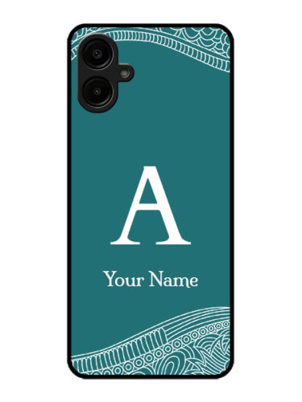 Custom Samsung Galaxy M06 Custom Metal Phone Case - Line Art Pattern With Custom Name Design