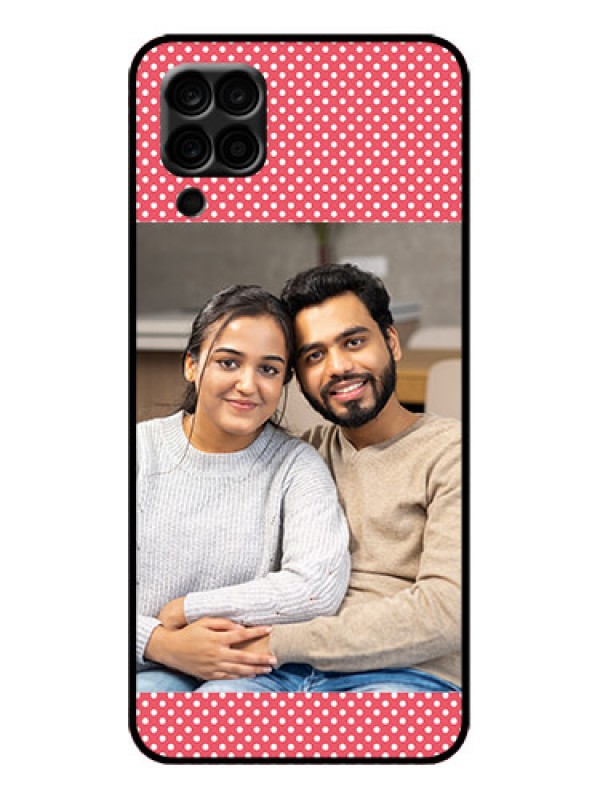 Custom Galaxy M12 Custom Metal Phone Case - White Dotted Design