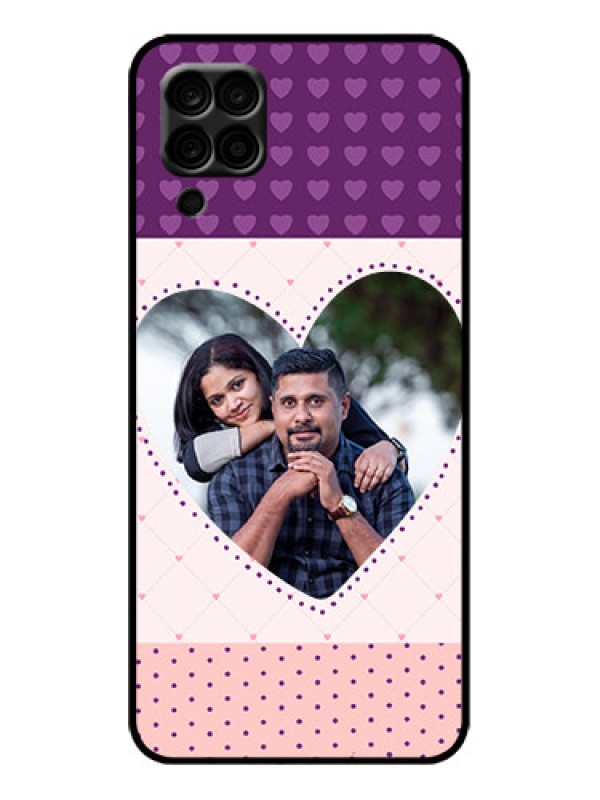 Custom Galaxy M12 Custom Metal Phone Case - Violet Love Dots Design