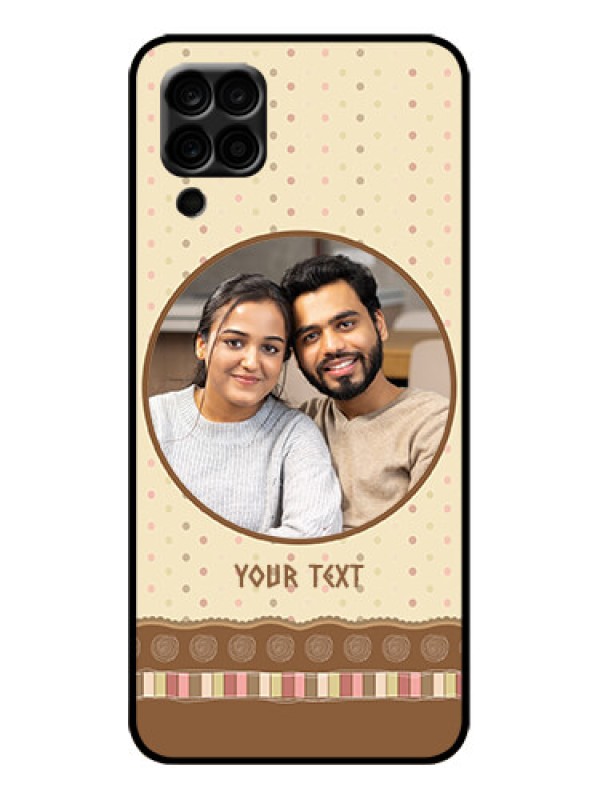 Custom Galaxy M12 Custom Metal Phone Case - Brown Dotted Mobile Case Design