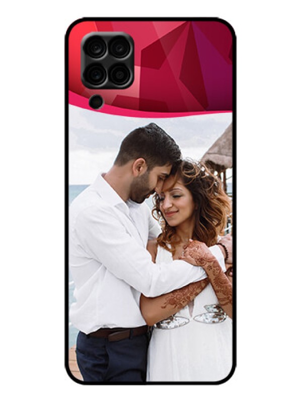 Custom Galaxy M12 Custom Metal Phone Case - Red Abstract Design