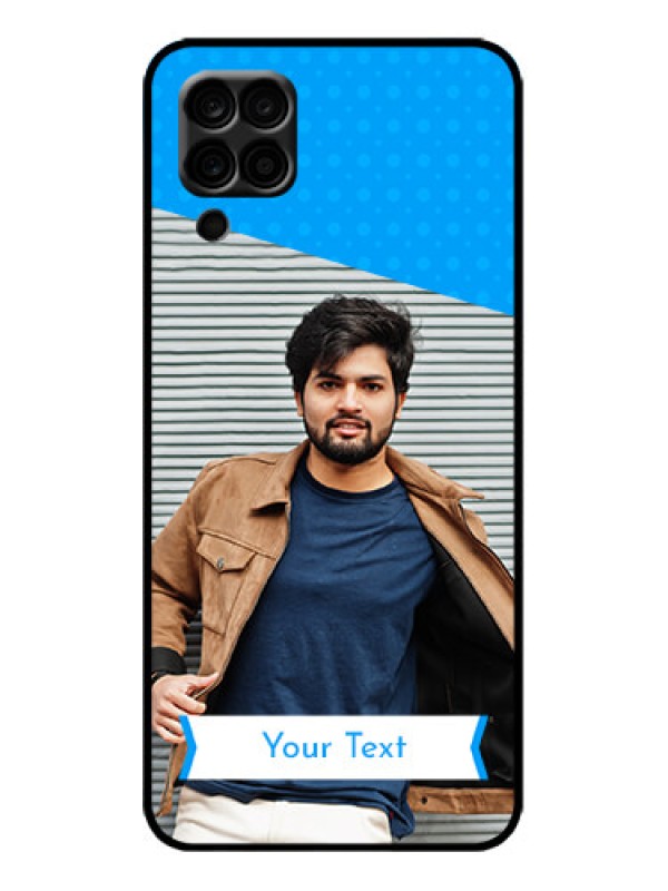 Custom Galaxy M12 Custom Metal Phone Case - Simple Blue Color Design
