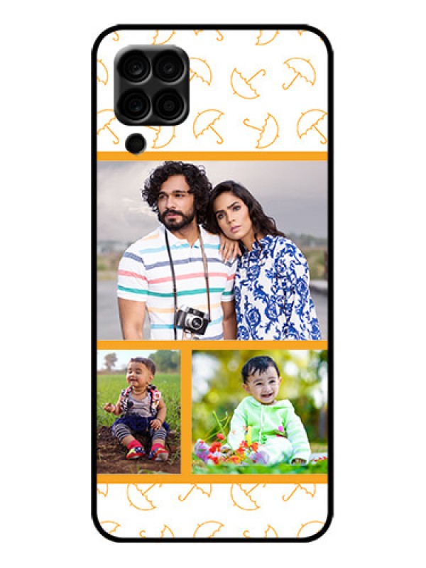 Custom Galaxy M12 Custom Metal Phone Case - Yellow Pattern Design
