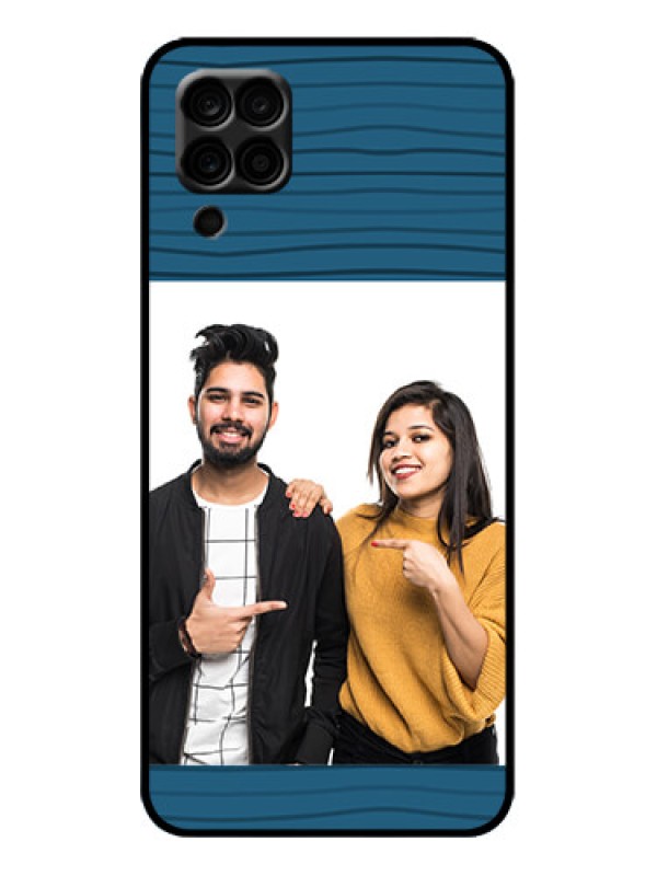Custom Galaxy M12 Custom Metal Phone Case - Blue Pattern Cover Design