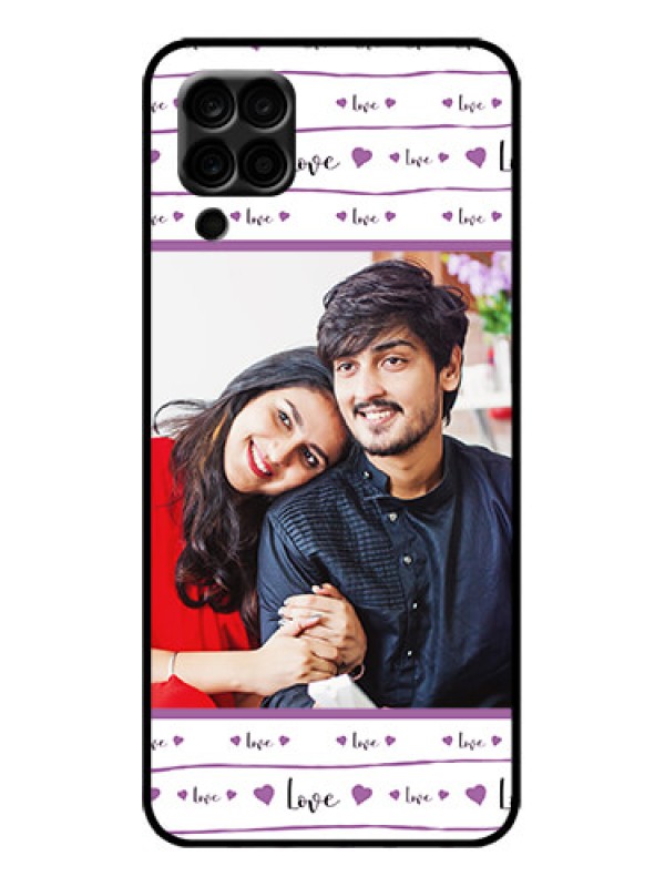 Custom Galaxy M12 Custom Metal Phone Case - Couples Heart Design