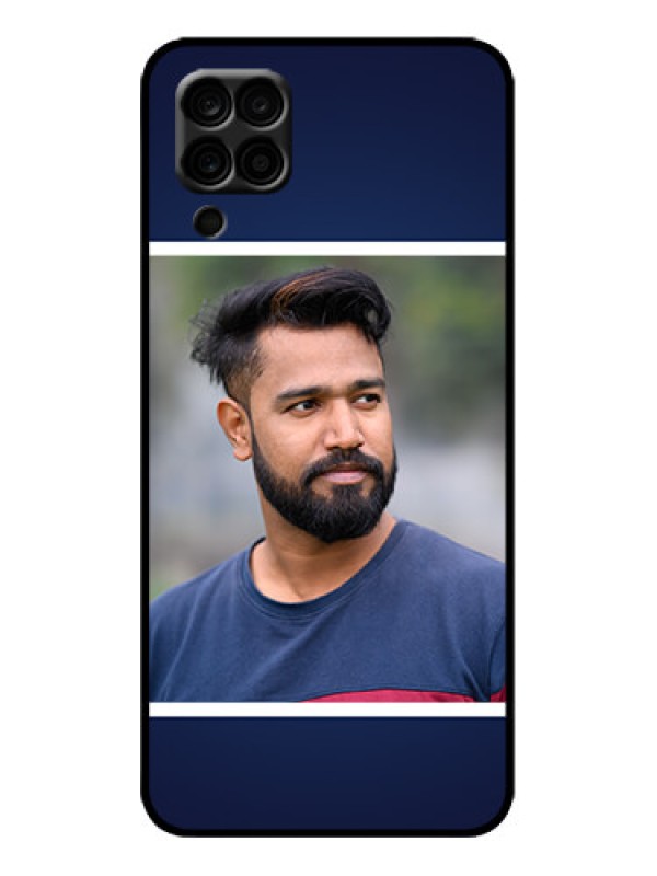 Custom Galaxy M12 Custom Metal Phone Case - Simple Royal Blue Design