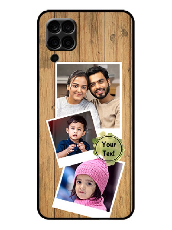 Custom Galaxy M12 Custom Metal Phone Case - Wooden Texture Design