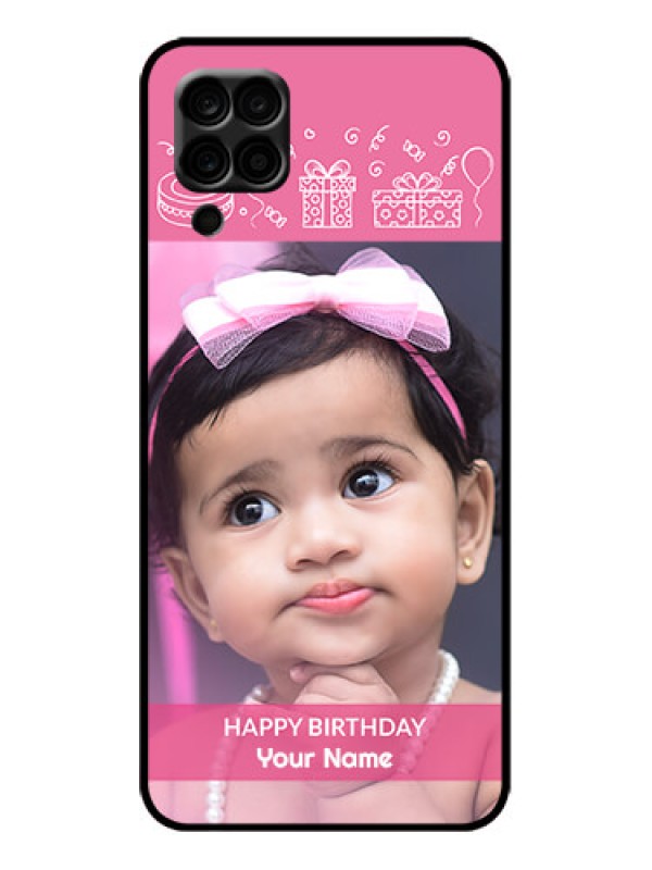 Custom Galaxy M12 Custom Metal Phone Case - With Birthday Line Art Design