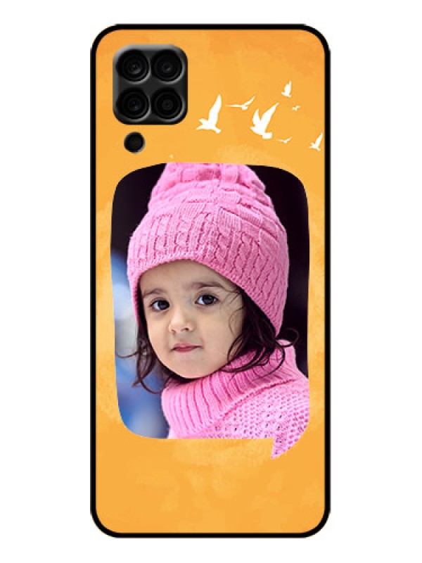 Custom Galaxy M12 Custom Metal Phone Case - Water Color Design With Bird Icons
