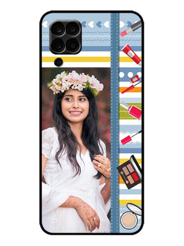Custom Galaxy M12 Custom Metal Phone Case - Makeup Icons Design