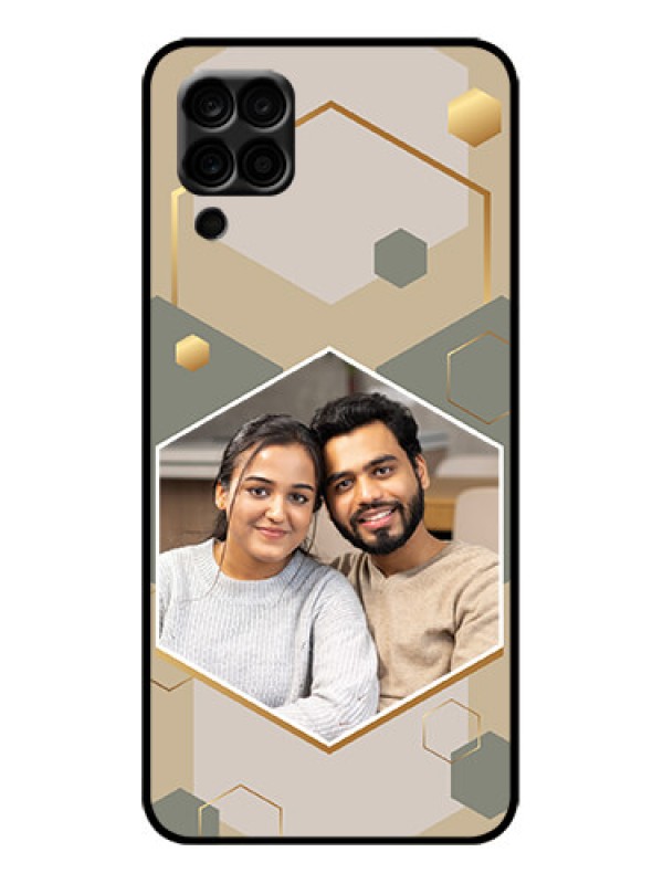Custom Galaxy M12 Custom Metal Phone Case - Stylish Hexagon Pattern Design
