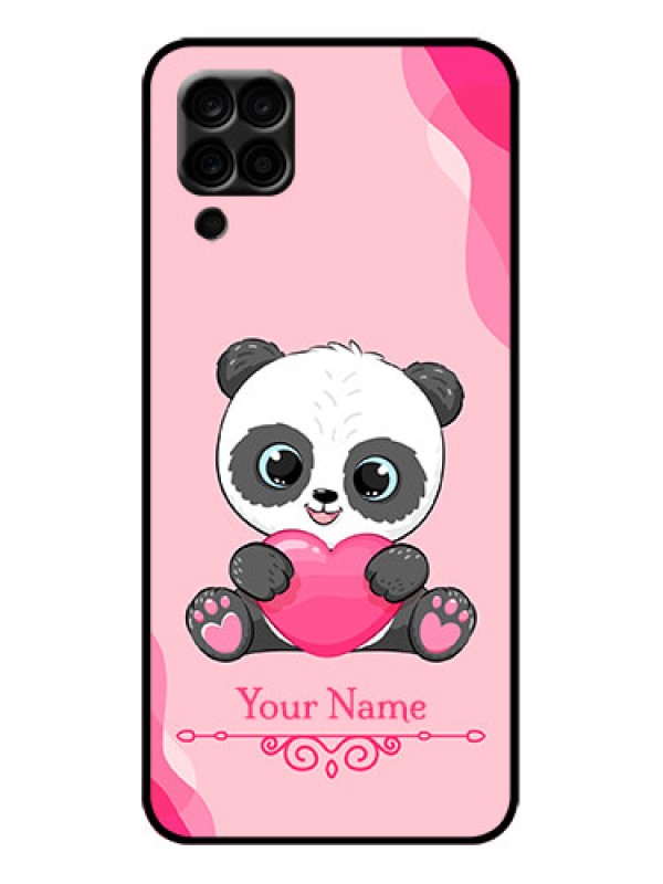 Custom Galaxy M12 Custom Metal Phone Case - Cute Panda Design