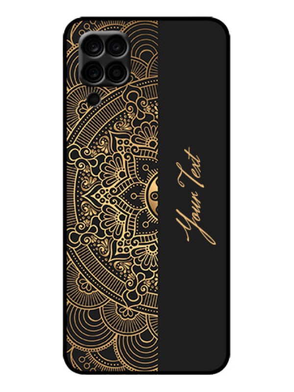 Custom Galaxy M12 Custom Metal Phone Case - Mandala Art With Custom Text Design