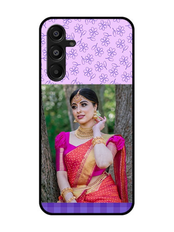 Custom Galaxy M16 5G Custom Metal Phone Case - Purple Floral Design