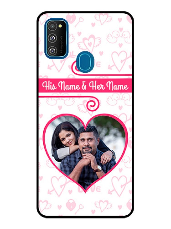 Custom Galaxy M21 2021 Custom Metal Phone Case - Heart Shape Love Design