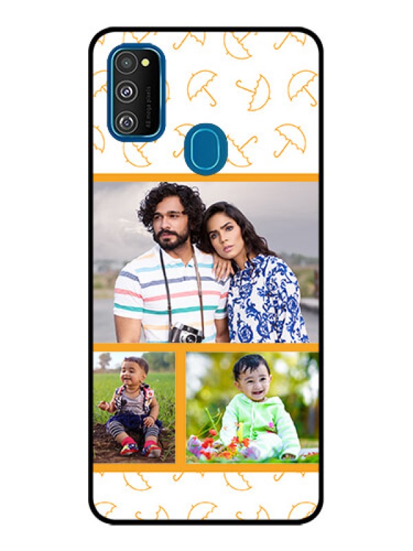 Custom Galaxy M21 2021 Custom Metal Phone Case - Yellow Pattern Design