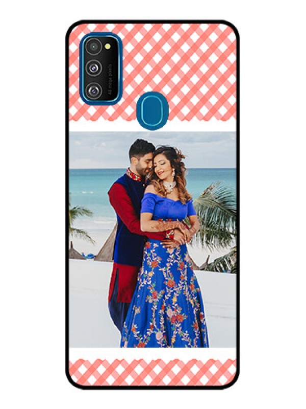 Custom Galaxy M21 2021 Custom Metal Phone Case - Pink Pattern Design