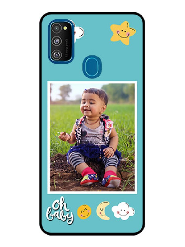 Custom Galaxy M21 2021 Custom Metal Phone Case - Smiley Kids Stars Design