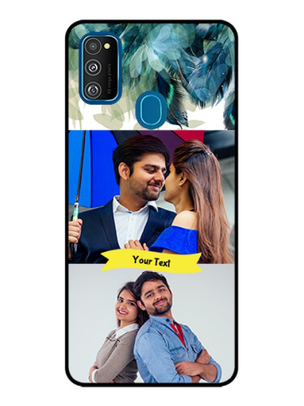 Custom Galaxy M21 2021 Custom Metal Phone Case - Image With Boho Peacock Feather Design